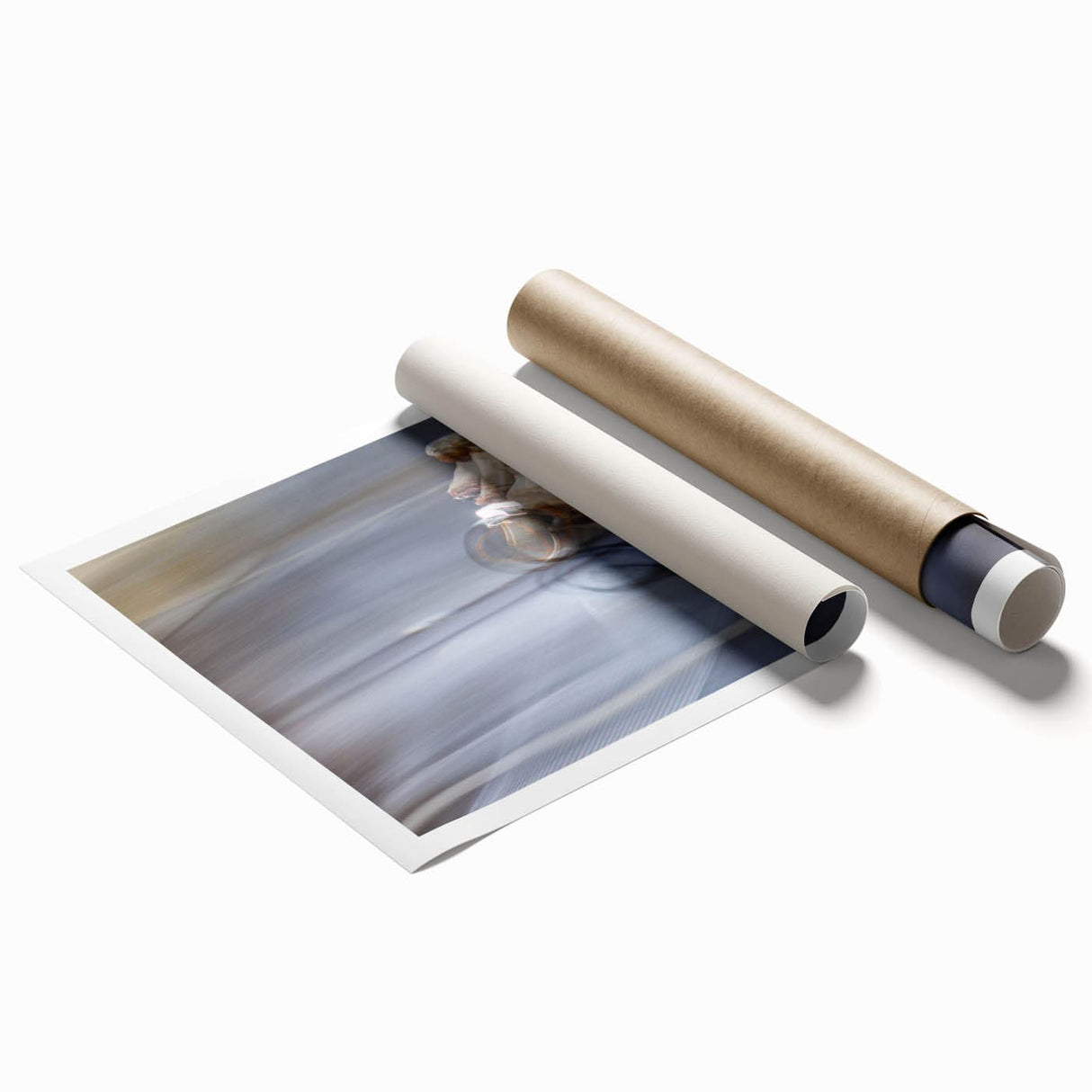 Urban skyline canvas prints – Motion blur cyclist street art