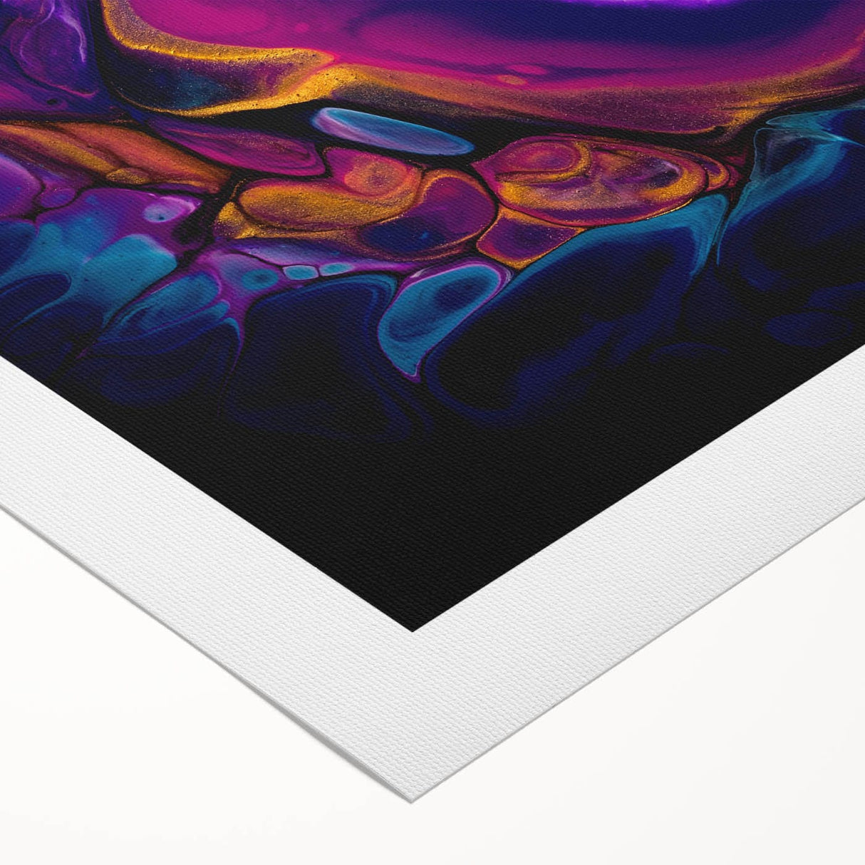 Abstract Fluid Canvas Art – Purple, Blue & Gold Swirl Painting