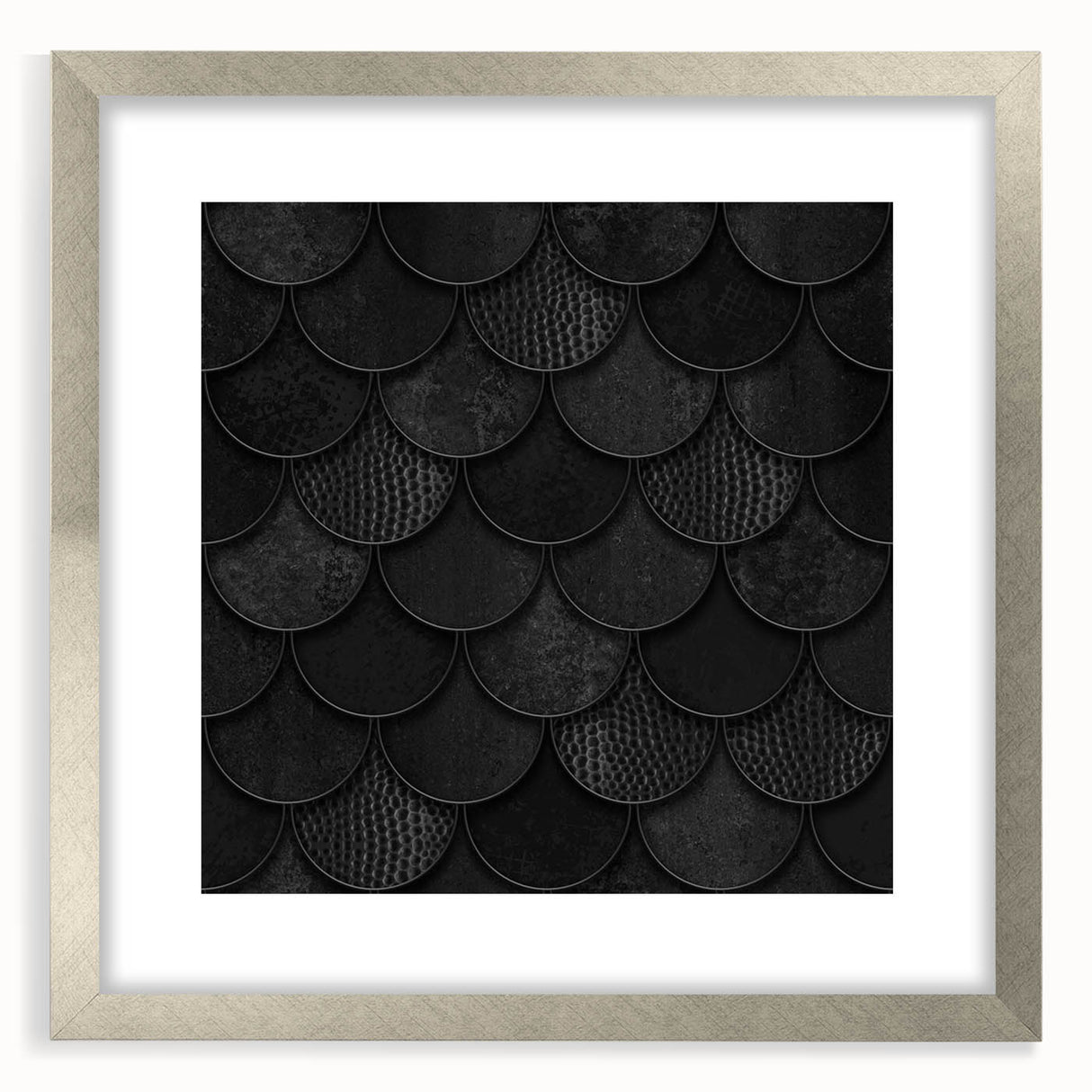 Large Abstract Wall Decor – Black Scaled Texture with Matte Finish