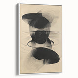 Geometric Minimalist Abstract Wall Art – Black Swirl on Beige Print