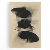 Geometric Minimalist Abstract Wall Art – Black Swirl on Beige Print