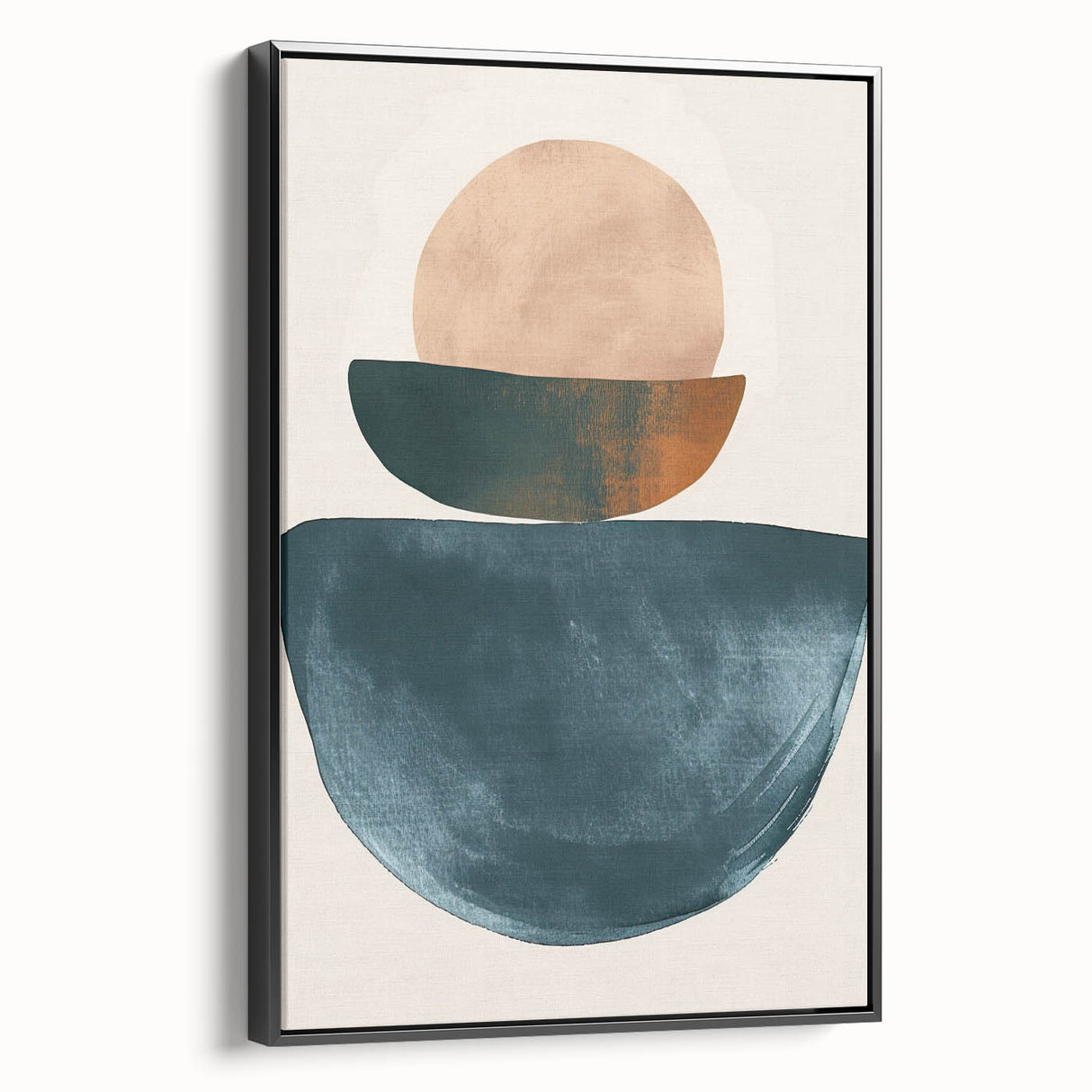 Contemporary Minimalist Wall Art – Teal, Beige & Burnt Orange Shapes