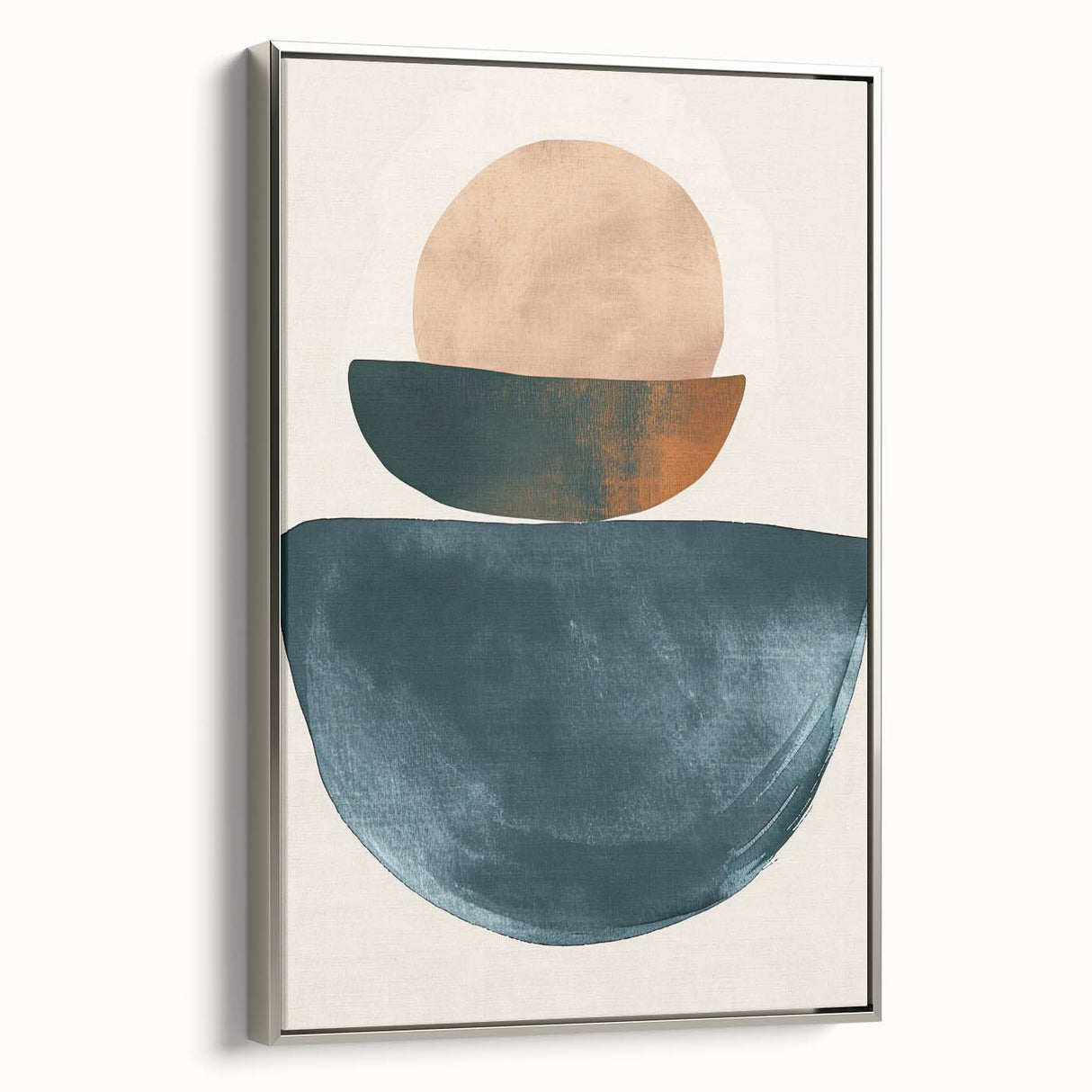 Contemporary Minimalist Wall Art – Teal, Beige & Burnt Orange Shapes