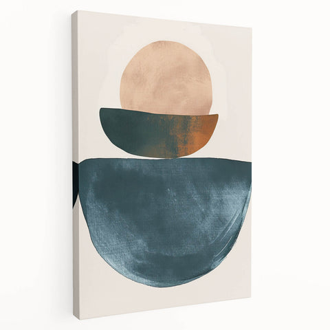 Contemporary Minimalist Wall Art – Teal, Beige & Burnt Orange Shapes