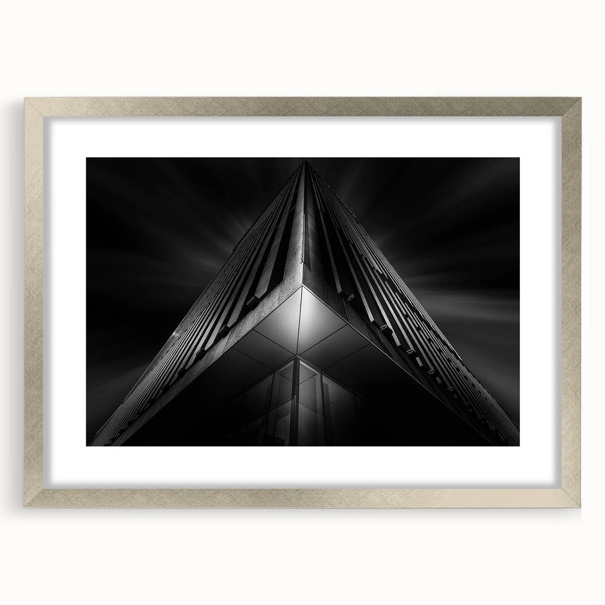 Urban architectural wall art – Geometric black and white building
