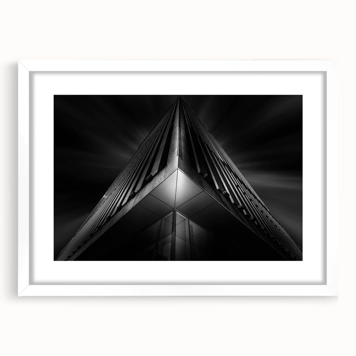 Urban architectural wall art – Geometric black and white building