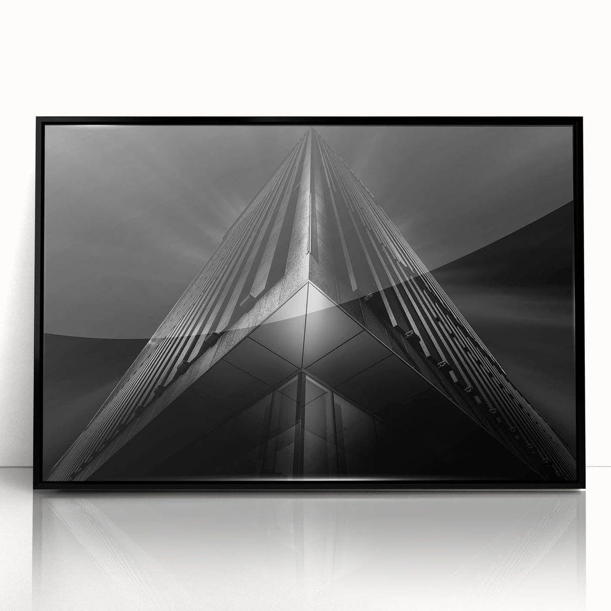 Urban architectural wall art – Geometric black and white building