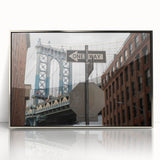 Urban scenery wall art – Industrial city bridge and street sign