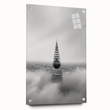 Cityscape photography prints – Iconic spire above the city clouds