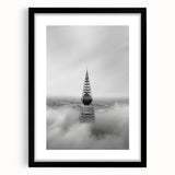 Cityscape photography prints – Iconic spire above the city clouds