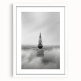Cityscape photography prints – Iconic spire above the city clouds