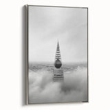 Cityscape photography prints – Iconic spire above the city clouds