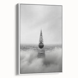 Cityscape photography prints – Iconic spire above the city clouds