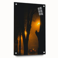Modern urban landscape art – Moody night road with car and lights