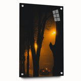 Modern urban landscape art – Moody night road with car and lights
