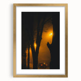 Modern urban landscape art – Moody night road with car and lights