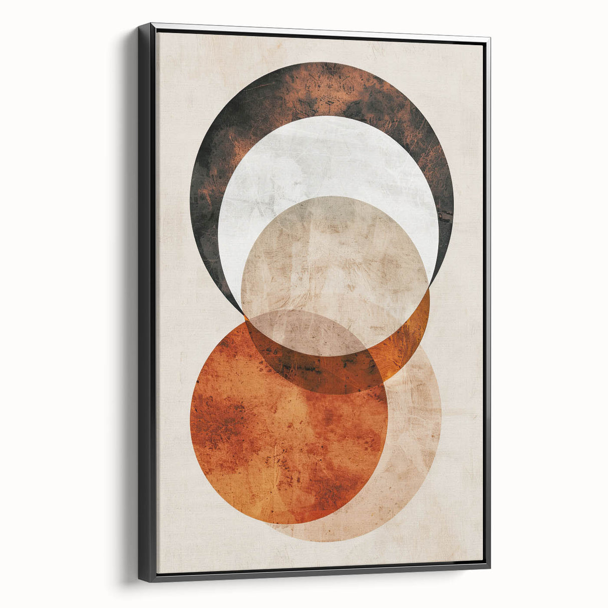 Abstract Wall Art – Burnt Orange & Beige Textured Geometric Canvas