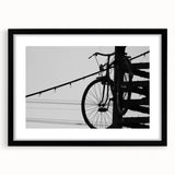 Modern Urban Landscape Art – Black and White Bicycle Scene