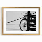 Modern Urban Landscape Art – Black and White Bicycle Scene