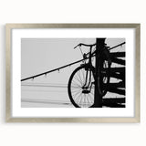 Modern Urban Landscape Art – Black and White Bicycle Scene