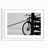 Modern Urban Landscape Art – Black and White Bicycle Scene