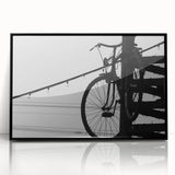 Modern Urban Landscape Art – Black and White Bicycle Scene
