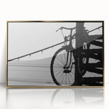 Modern Urban Landscape Art – Black and White Bicycle Scene