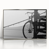 Modern Urban Landscape Art – Black and White Bicycle Scene