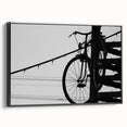 Modern Urban Landscape Art – Black and White Bicycle Scene