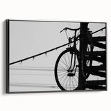 Modern Urban Landscape Art – Black and White Bicycle Scene