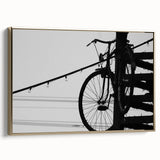 Modern Urban Landscape Art – Black and White Bicycle Scene