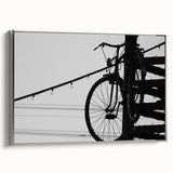 Modern Urban Landscape Art – Black and White Bicycle Scene
