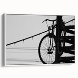 Modern Urban Landscape Art – Black and White Bicycle Scene