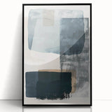 Modern Abstract Art – Cool Gray Blue Geometric Brushstroke Canvas
