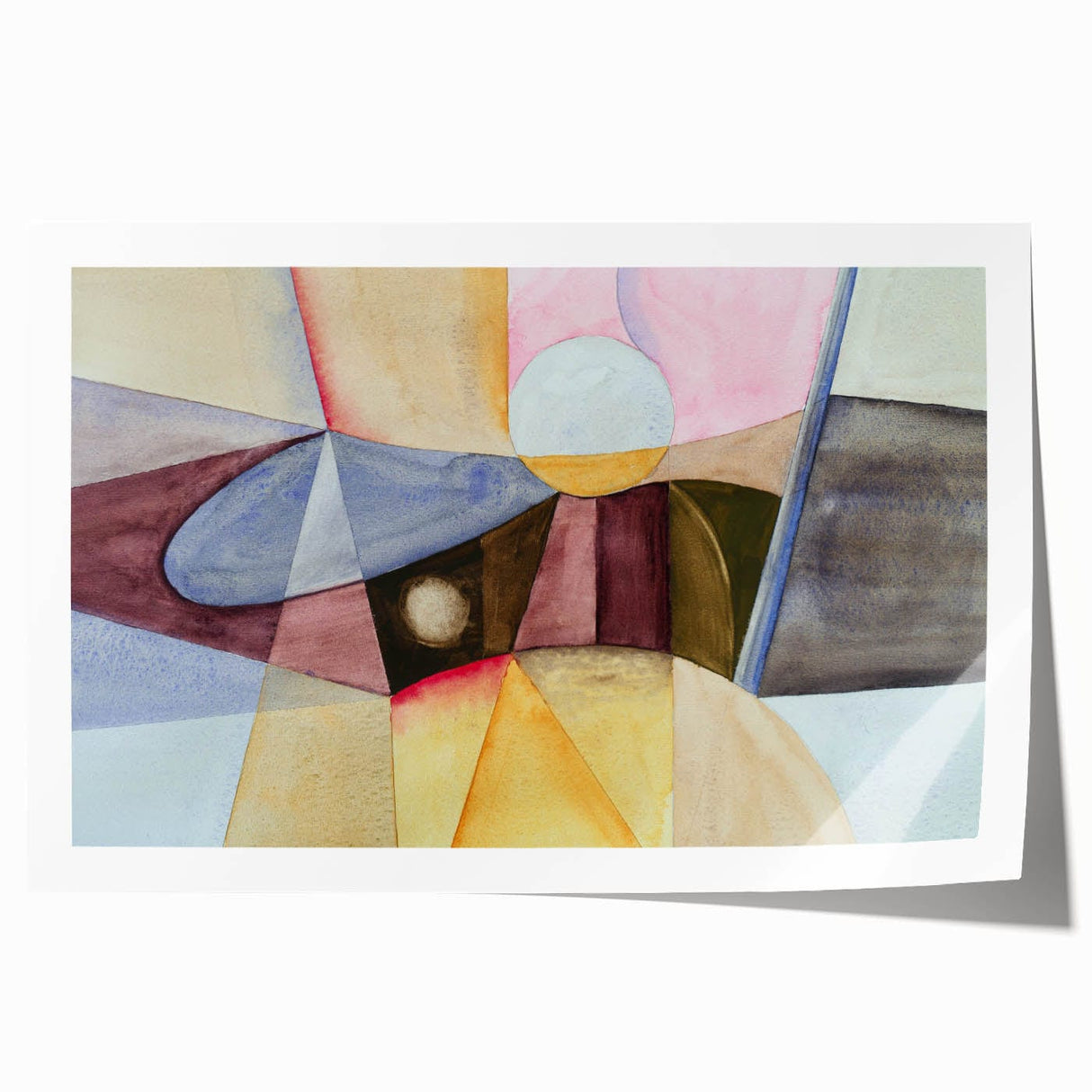 Contemporary Abstract Art – Pastel Geometric Watercolor Print