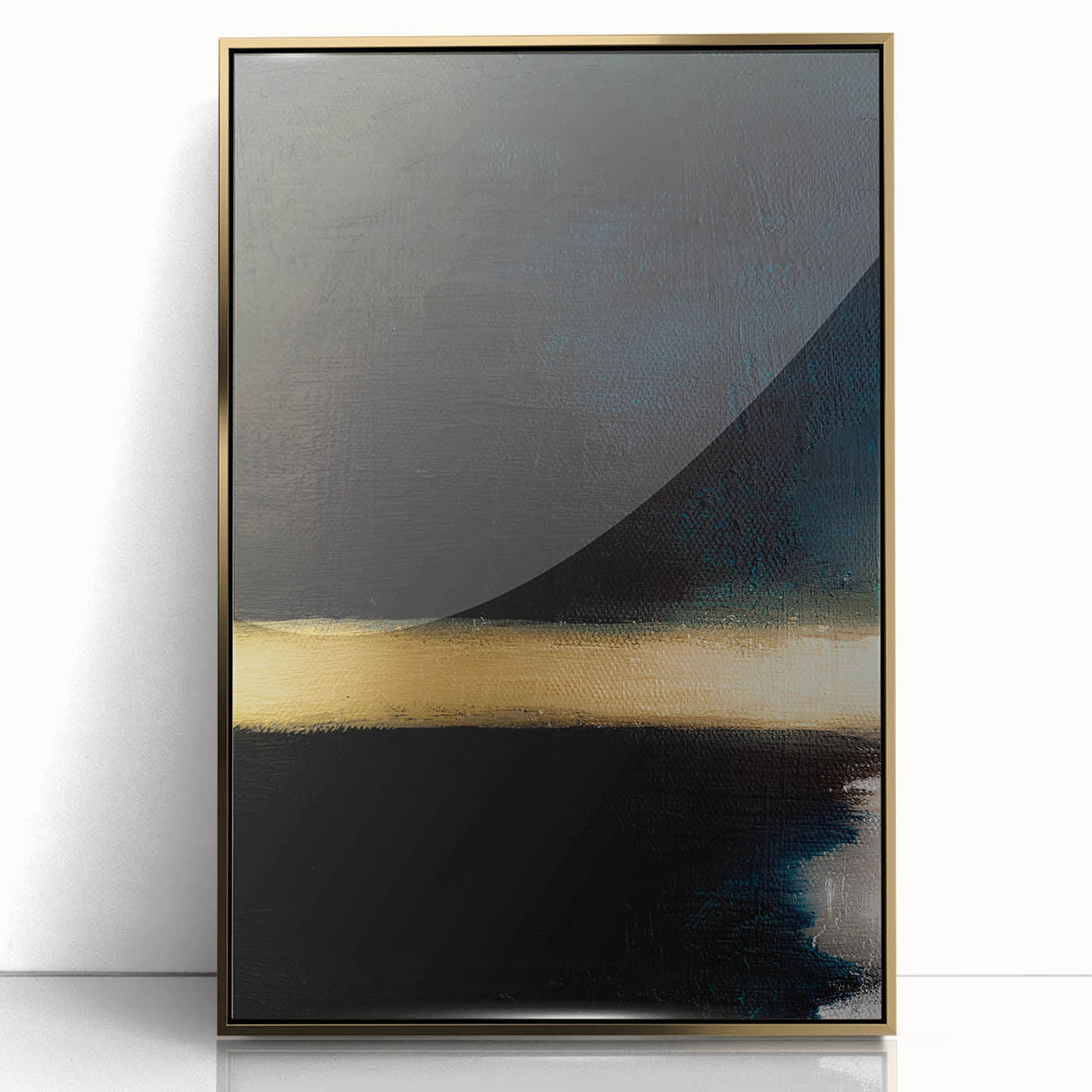 Minimalist Textured Art Pieces – Black and Gold Horizontal Abstract