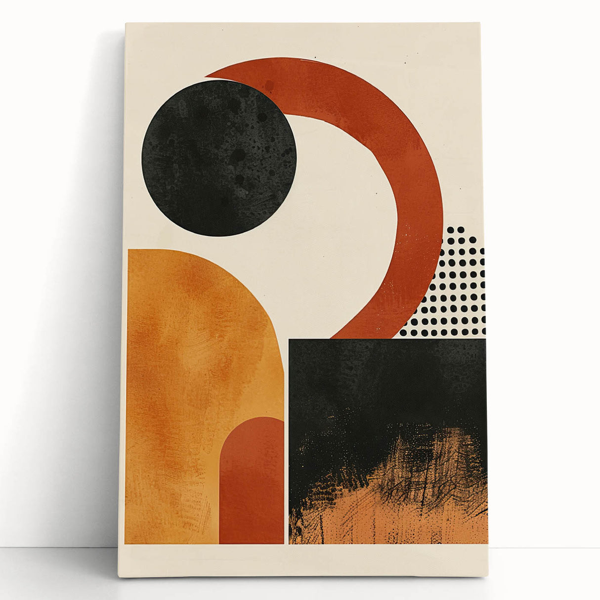 Contemporary Canvas Art – Geometric Burnt Orange and Black Design