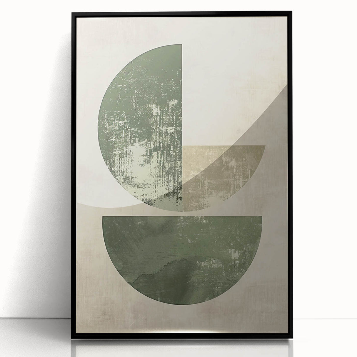 Neutral Abstract Prints – Forest Green Geometric Minimal Wall Art