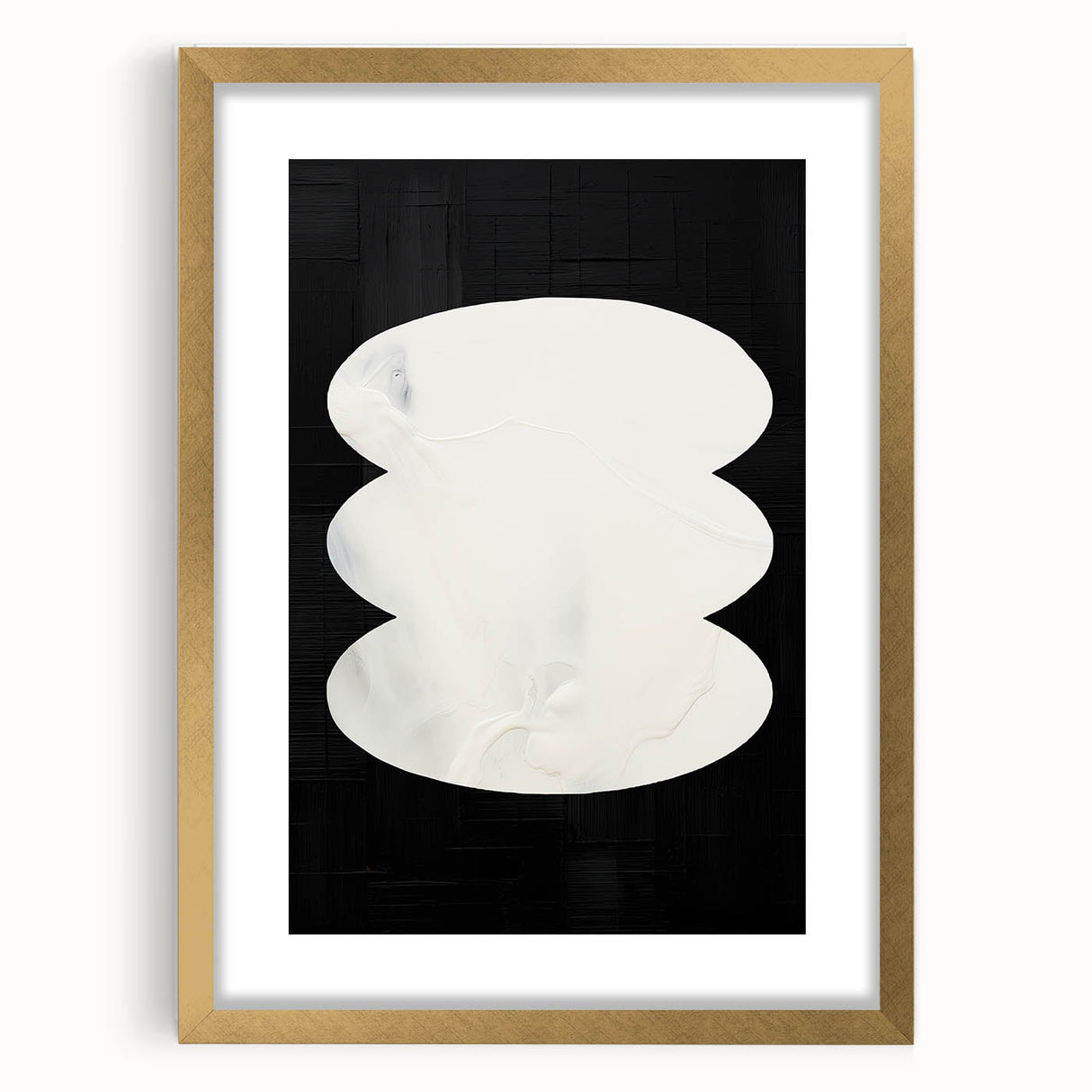 Minimalist Wall Decor – Sculptural White on Black Abstract Canvas