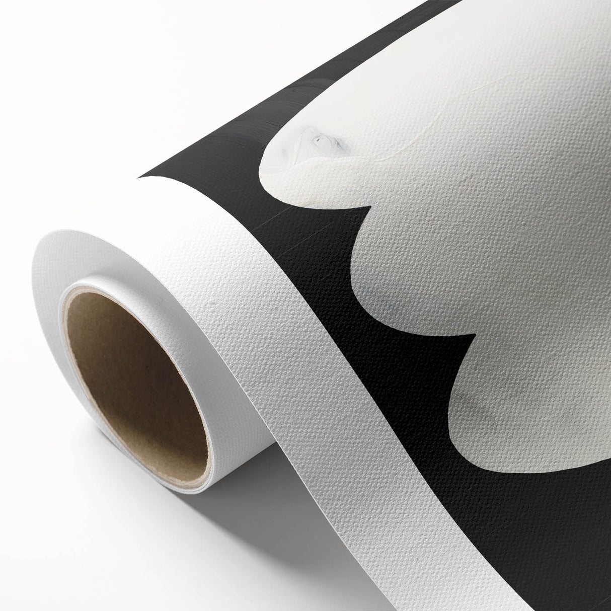 Minimalist Wall Decor – Sculptural White on Black Abstract Canvas