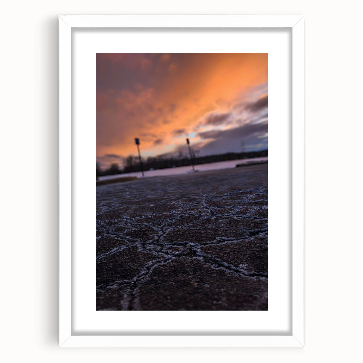 Urban Scenery Wall Art – Cracked Pavement at Sunset Canvas
