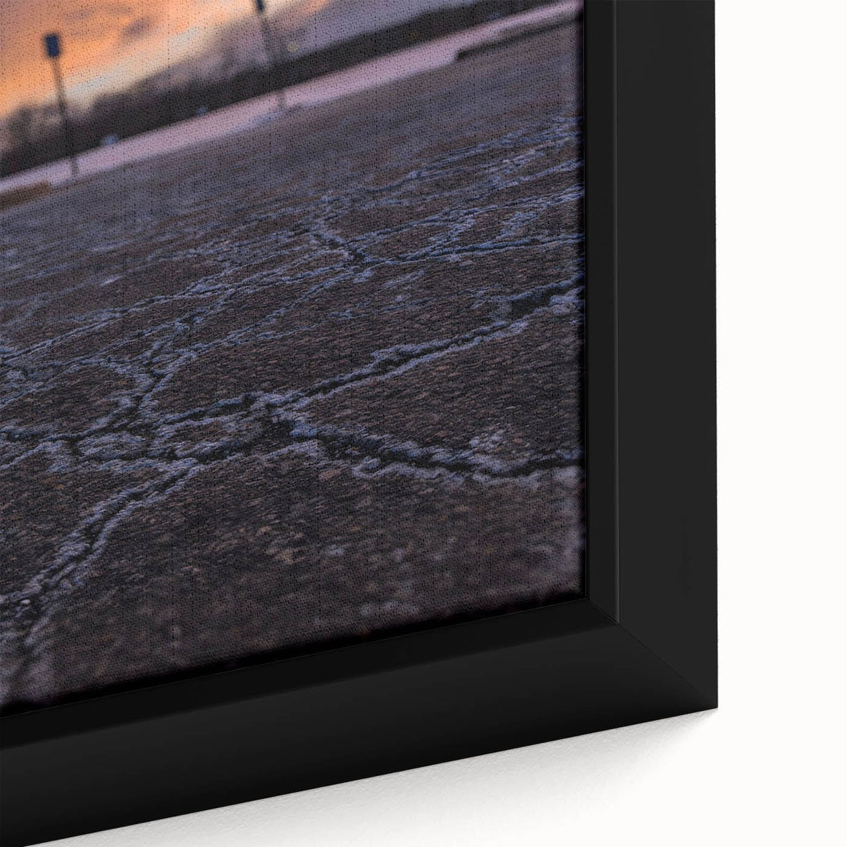 Urban Scenery Wall Art – Cracked Pavement at Sunset Canvas