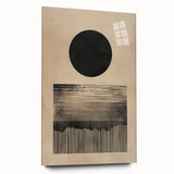Abstract Wall Art – Beige and Black Minimalist Cosmic Geometry Print