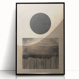 Abstract Wall Art – Beige and Black Minimalist Cosmic Geometry Print