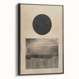 Abstract Wall Art – Beige and Black Minimalist Cosmic Geometry Print