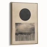 Abstract Wall Art – Beige and Black Minimalist Cosmic Geometry Print