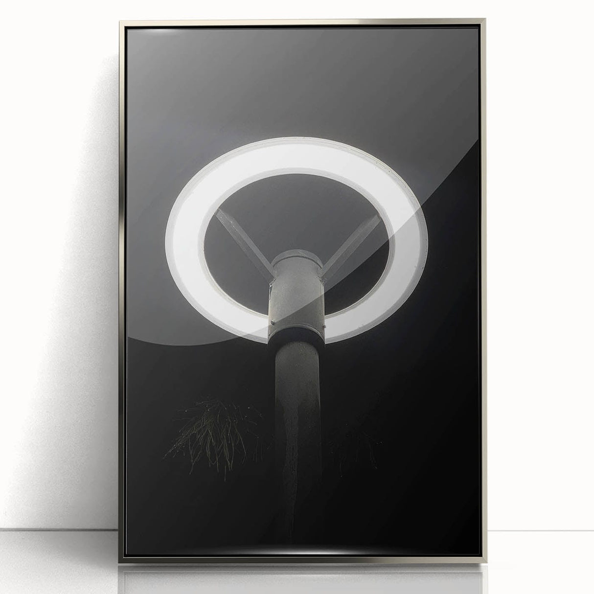 Modern Urban Landscape Art – Minimalist Circular Streetlamp