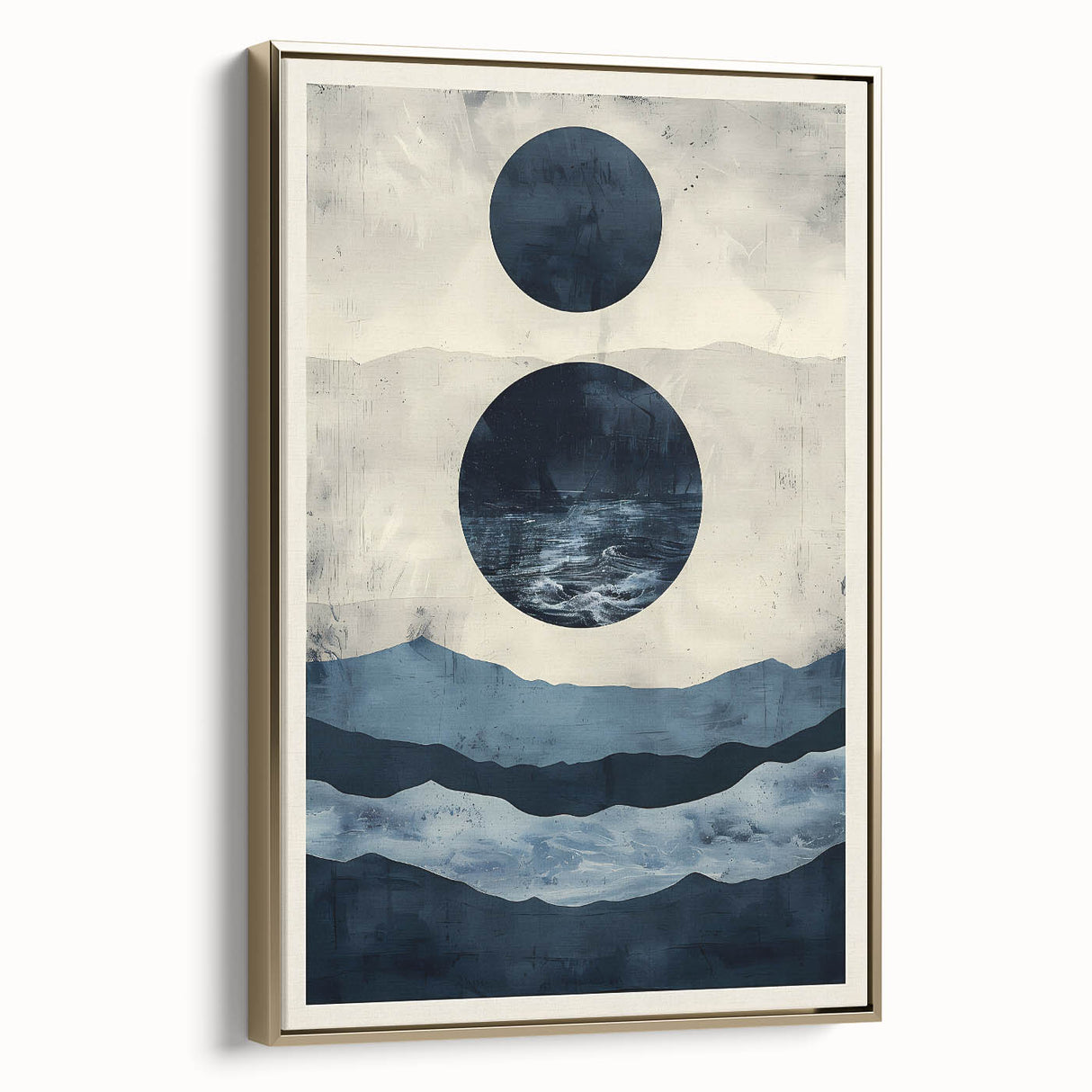 Earth Tone Art – Navy Blue Ocean-Inspired Abstract Minimalist Print