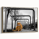 Urban Skyline Canvas Prints – Cat in City Symmetry Street Scene
