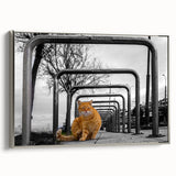 Urban Skyline Canvas Prints – Cat in City Symmetry Street Scene